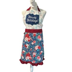The Pioneer Woman Festive Floral Apron in Red and Blue